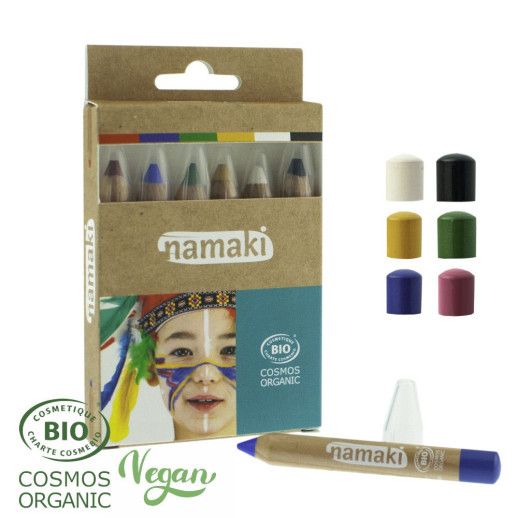 Crayons de maquillage pour enfants | Namaki | Blanc - Noir - Jaune - vert - Bleu - Rouge