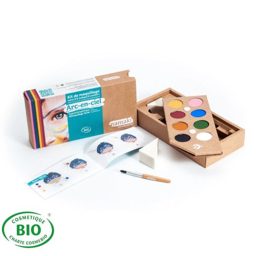 Kit de maquillages 8 couleurs certifié BIO| Arc-en-Ciel | Namaki